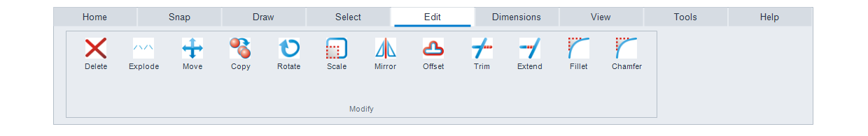 OpsisCAD Edit ribbon