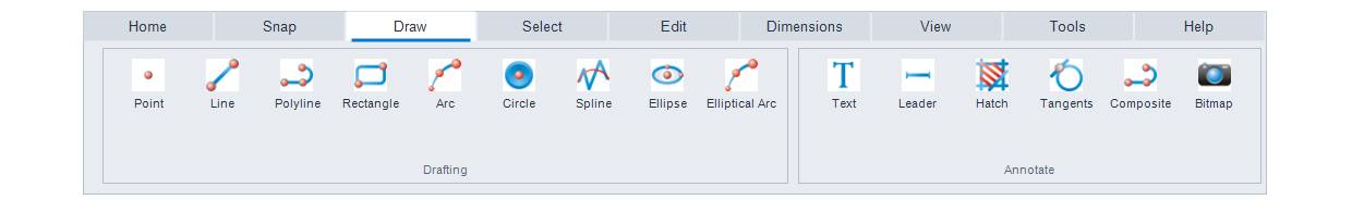 OpsisCAD Draw ribbon
