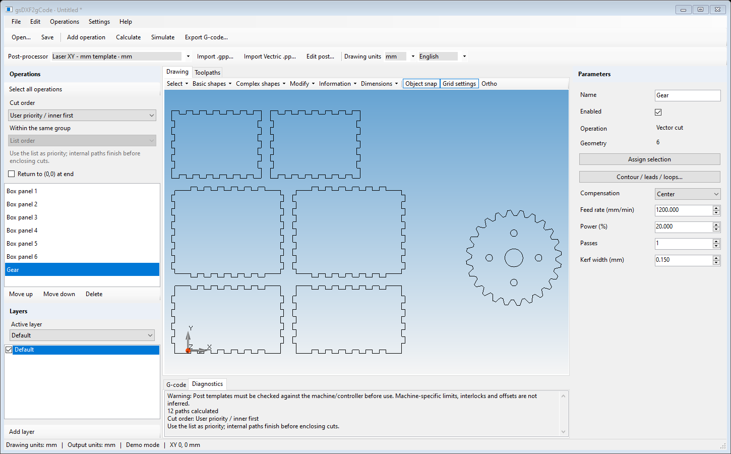 gsDXF2gCode screenshot