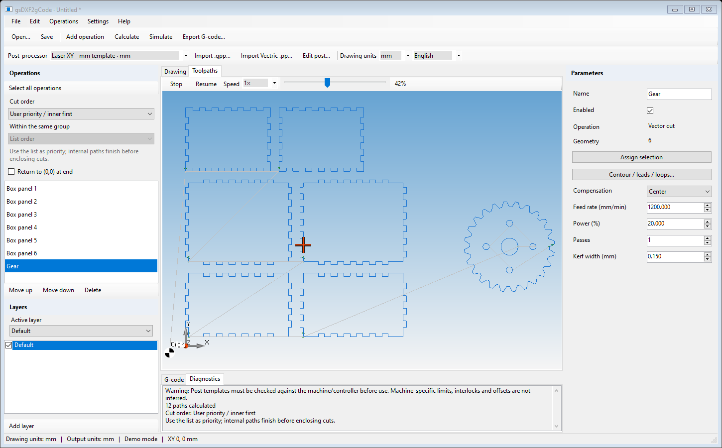 gsDXF2gCode screenshot